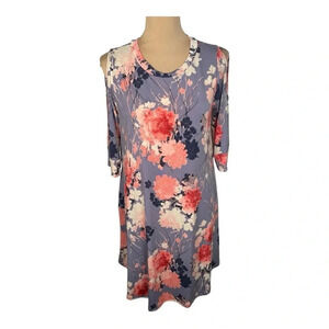 MTS‎ BOUTIQUE FLORAL COLD SHOULDER TUNIC SMALL